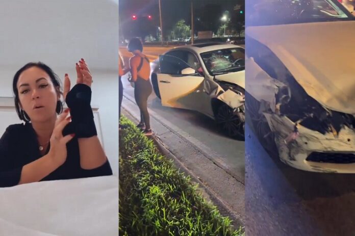 Imaray Ulloa sufre accidente de tránsito en Miami.